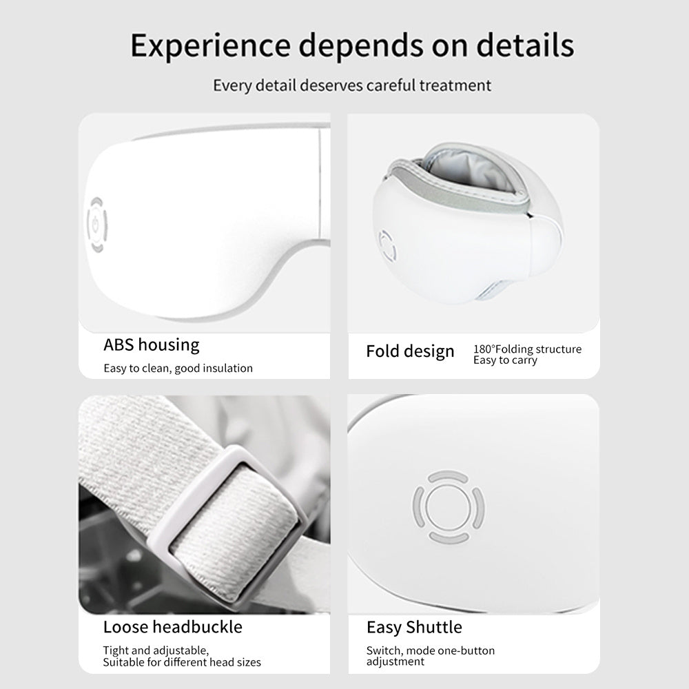 Smart Eye Massager with Heat, Bluetooth Music Therapy Device for Eye Fatigue Relief