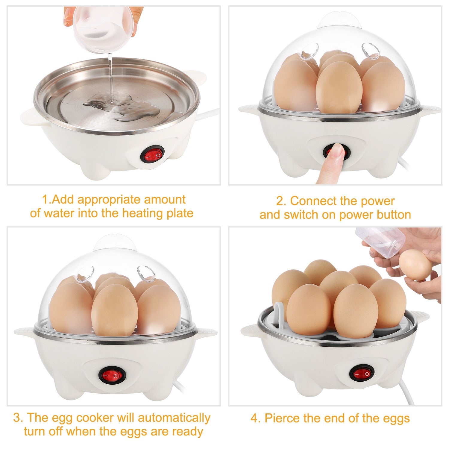 1Pc Electric Egg Cooker 7-Capacity